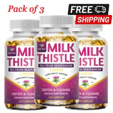 Milk Thistle Silymarin Dandelion Root 1200MG 3 x 120 Capsules Liver Health