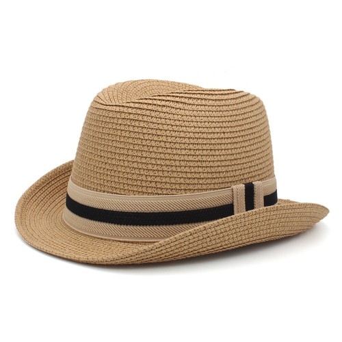 Herren Damen Sommer Stroh Homburg Hüte Retro Fedora Sonnenhut Jazz Caps 7 1/8-7 3/4 - Bild 3 von 17