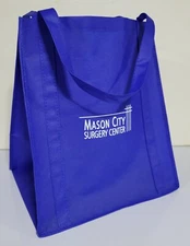 Lot Of 3 Tote Bags Reusable Heavy Duty Woven 13" Wide x 15" Tall Blue Washable