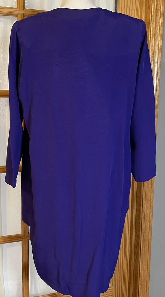 Vestido Chaqueta Integrada Años 80 Luci Pellini Talla 14 Azul Purpúreo Abotonado EE. UU. Formal Foto 4 de 4