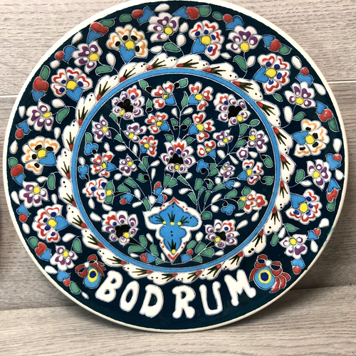 BODRUM TURKEY tourist souvenir memory ceramic plates x2 very colourful handmade - Bild 2 von 15