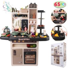 Luxury Kids Kitchen Pretend Playset Toy Gift With Steam Water Lights Sound Music