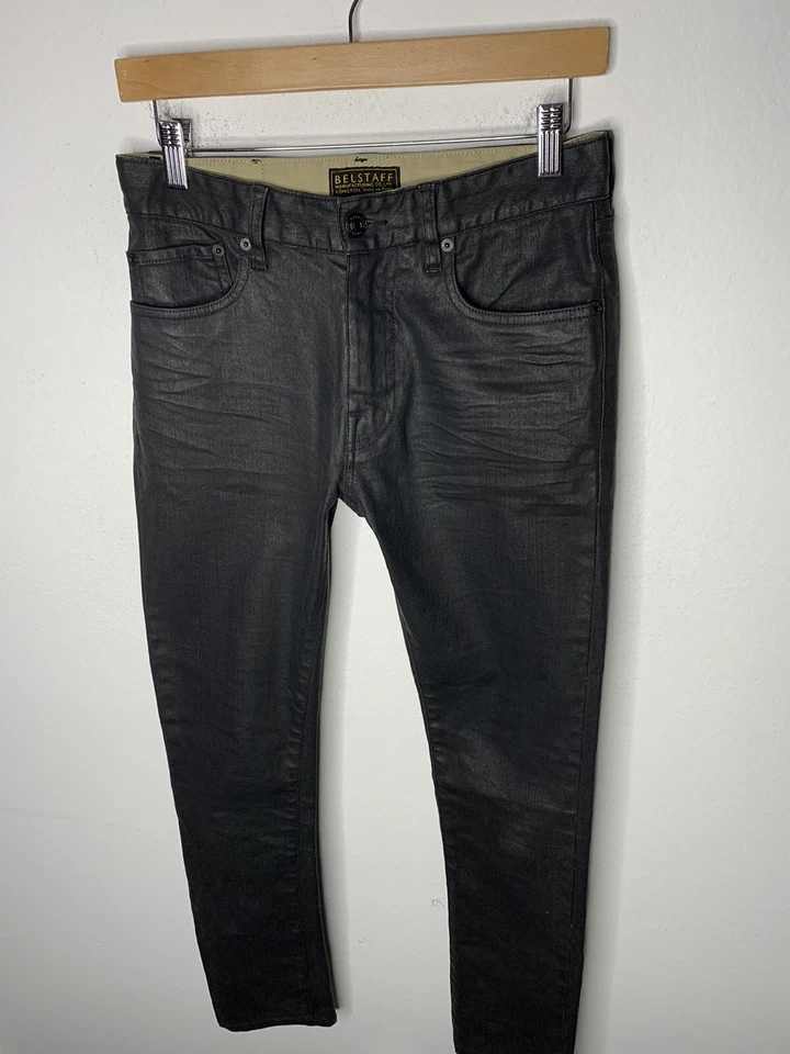 Pantalones de mezclilla ajustados Belstaff 28x31 Blackrod ajustados para motociclista 29 negros Eastham RockR $395 Foto 2 de 4