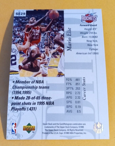 Mario Elie 1995-96 Upper Deck edición especial #SE29 - Rockets - Imagen 2 de 2