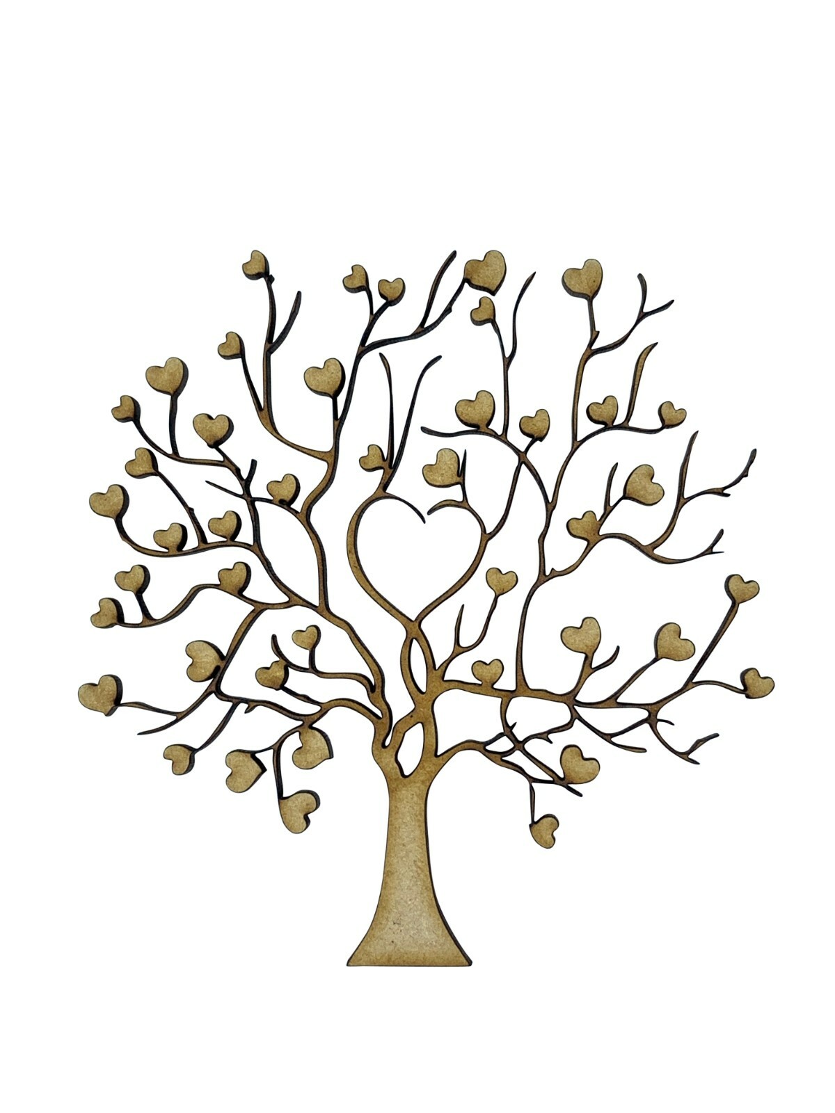 2x Heart Tree Branch Intricate 10cm Wood Craft Embelishments Laser Cut Shape MDF