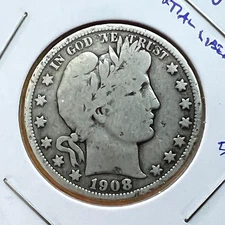 1908-O  SILVER BARBER HALF DOLLAR  BETTER COIN