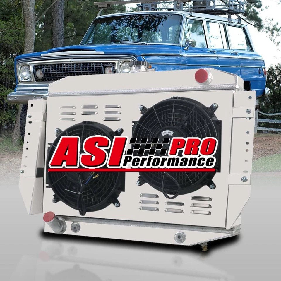 For 1972-1979,1977 Jeep Wagoneer/Cherokee 5.9L V8 3 Row Radiator+ Shroud Fan Foto 2 de 4