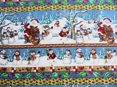Blue Hill Christmas Snowman The Edith Collection Cotton Fabric 1.63 Yds