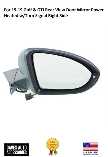 For 15-19 Golf & GTI Rear View Door Mirror Power Heated w/Turn Signal Right Side