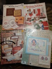 Lot of 4 Needle Work and Cross Stitch Design Leaflets and Kit.