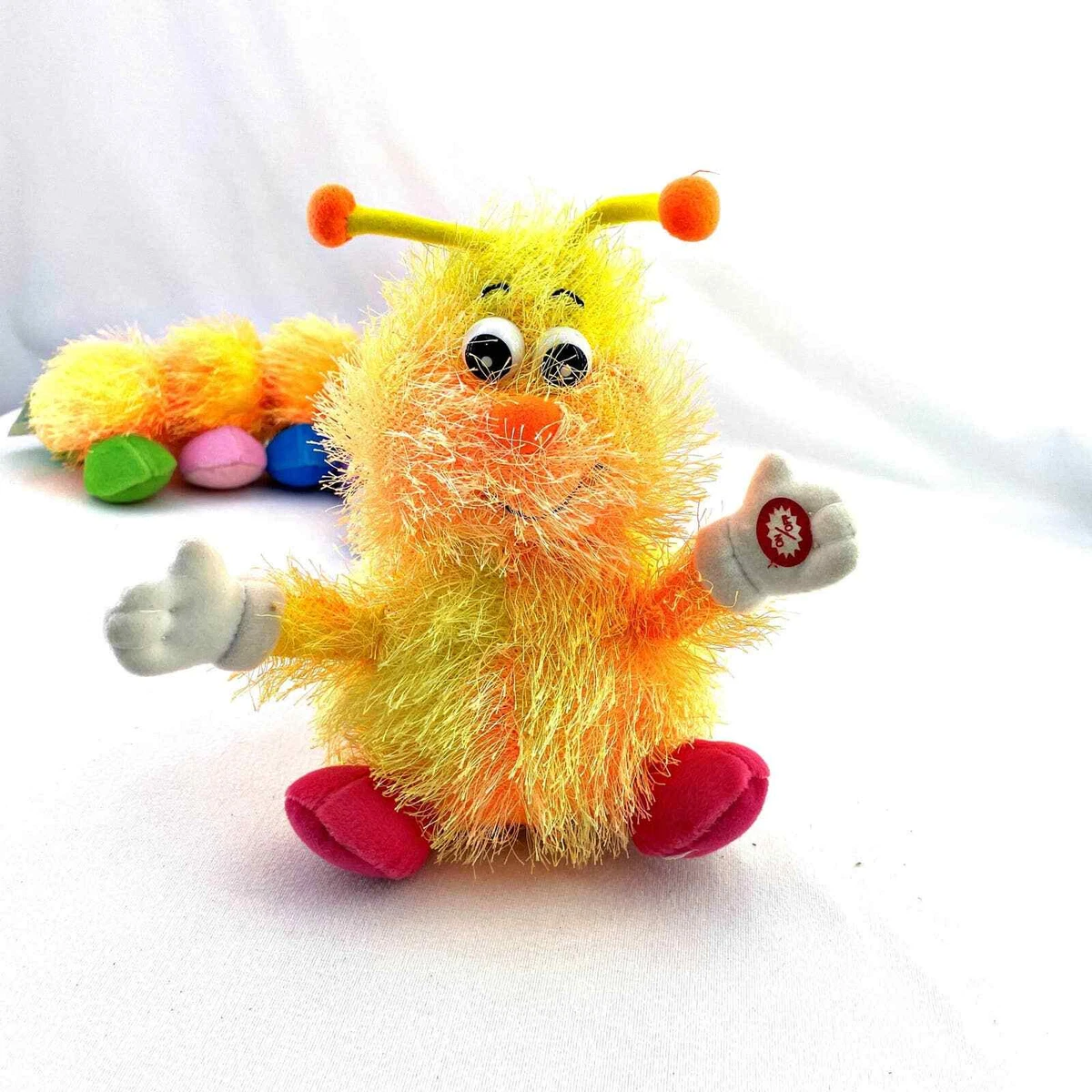 VINTAGE Kids of America Rainbow Orange Fuzzy Musical Caterpillar