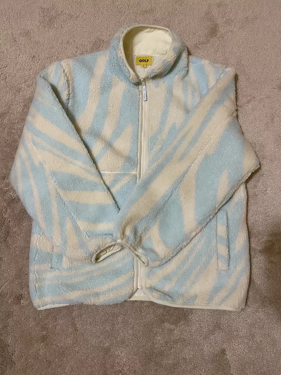 Golf Wang Melted Sherpa Zip-Up Jacket Blue/Cream Men’s Large