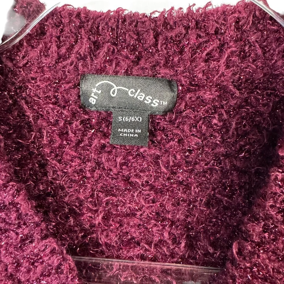 Cárdigan recortado borgoña borgoña sin clase suéter botones brillantes S (6/6X) Foto 3 de 4