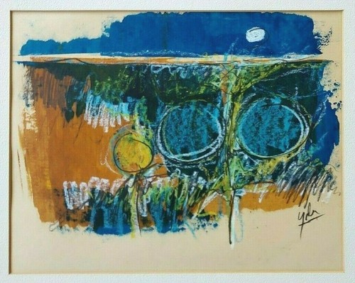 Vintage Mixed Media Abstract on Paper, Signed, University Chicago Art Museum - Photo 2 sur 5
