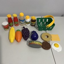 16 Lot Of Vintage Play Kitchen Food Lunch Picnic Milk Water Ketchup Basket Fruit