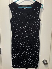 Ann Taylor Loft Dress Size M Black Polka Dot