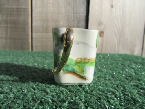 Vintage Lenwile China Ardalt Japan Hand Painted Square Landscape Small Cup Mug - Picture 4 of 7