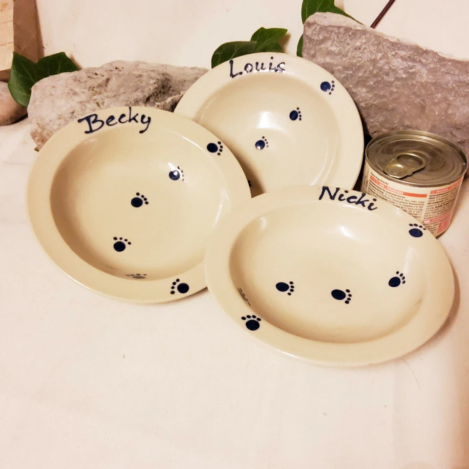 keramik-im-hof Futtertellerchen mit Wunschname Napf Schüssel, Katze Hund - Bild 2 von 4
