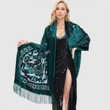 Velvet Tassel Scarf Ethnic Style Long Shawl Wrap Women Qipao Cape Warm Cover