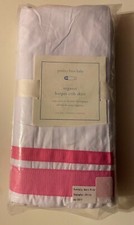 NEW Pottery Barn Baby ORGANIC Harper Crib Skirt WHITE  BRIGHT PINK