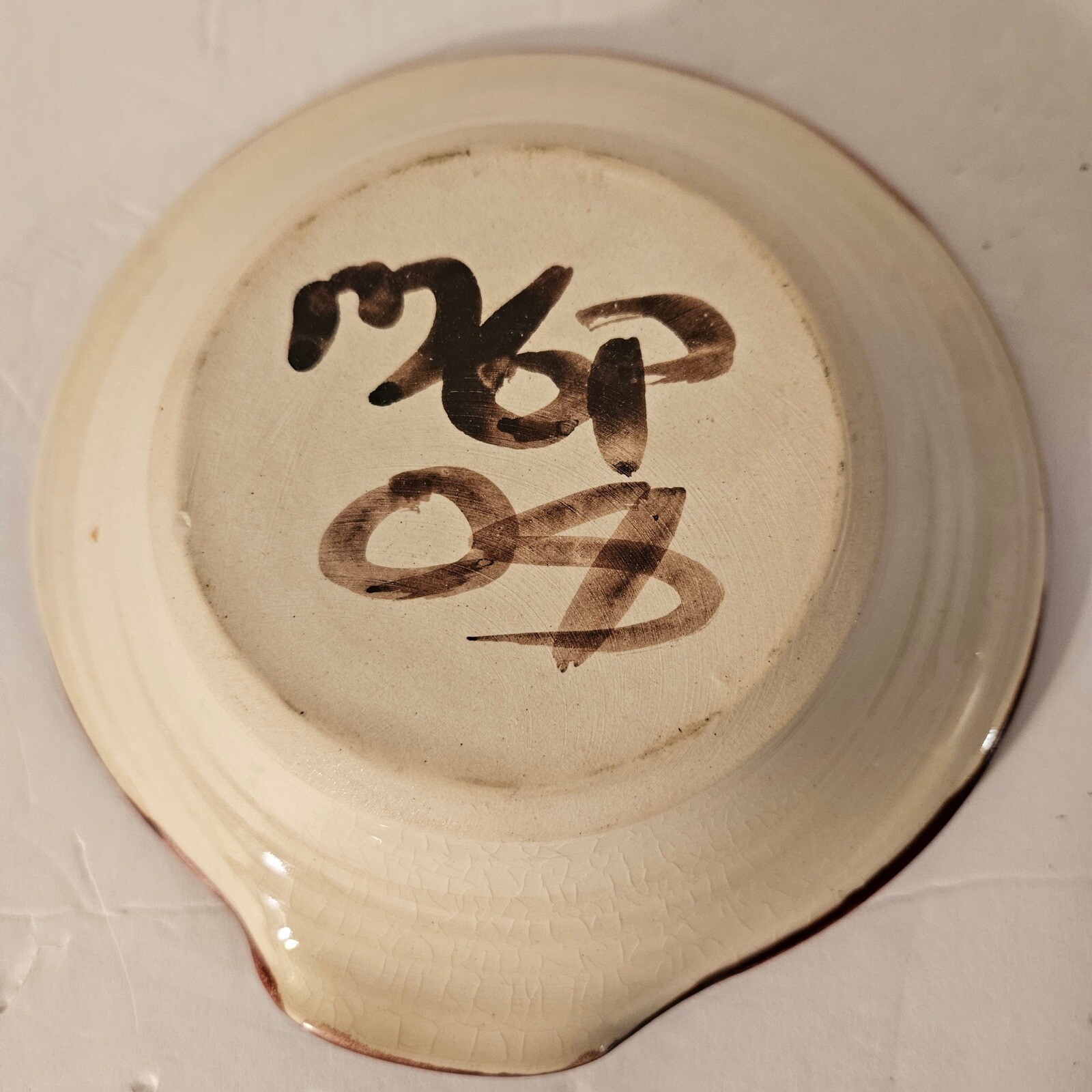 Handpainted Signed Pottery Floral Spoon Rest Sponge Holder Kitchen