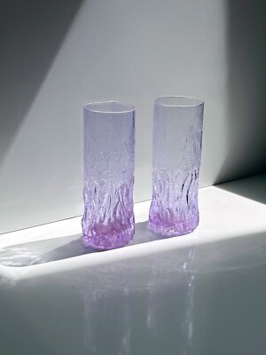 6 Vintage Alexandrit Glas Longdrink Gläser Baumrinde Iris Arnolfo di Cambio