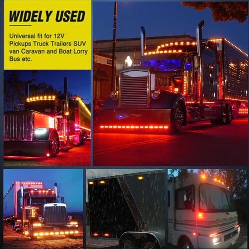 4Pcs Amber Red 3LED Side Marker Lights RV Truck Trailer Clearance Light US - Picture 38 of 39