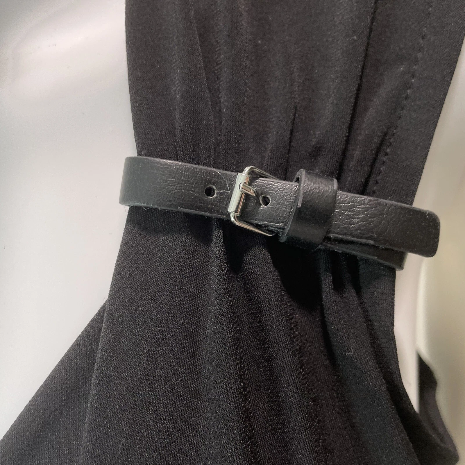 abito michael kors nero sexy aderente fibbia e increspature laterali taglia small