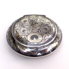 Россия Antique Swiss Niello Silver Pillbox
