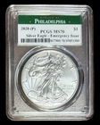 2020 (P) One Ounce American Silver Eagle * PCGS MS70 * Emergency Issue
