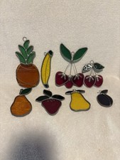 Vtg Stained Glass/Lead Sun Catchers Lot of 8 Fruits