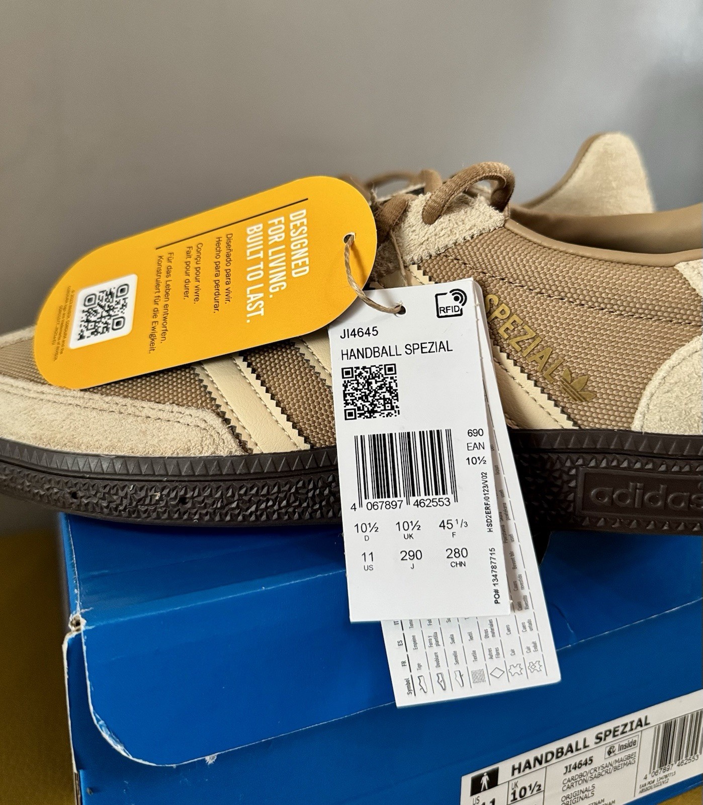 🔥adidas Handball Spezial Cordura Trainers Cardboard Crystal Sand UK 10.5 Rare image 10