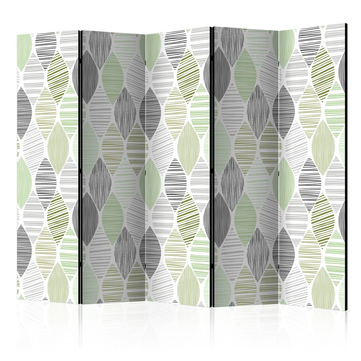 Paravent 5 volets Green Tears 172x225cm en toile intissée verte