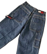 Vtg Tommy Hilfiger Carpenter Jeans Mens 29x32 (28×31) Baggy Wide Leg Hip Hop Y2K
