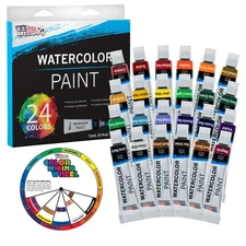 Professional 24 Color Art Watercolor Paint Set, 12ml Tubes Craft Artist Painting