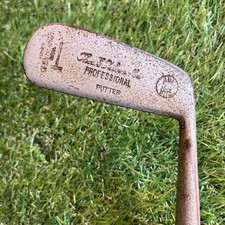 Thos E. Wilson Vintage Hand Forged Hickory Shaft Putter Aim Rite Leather Grip