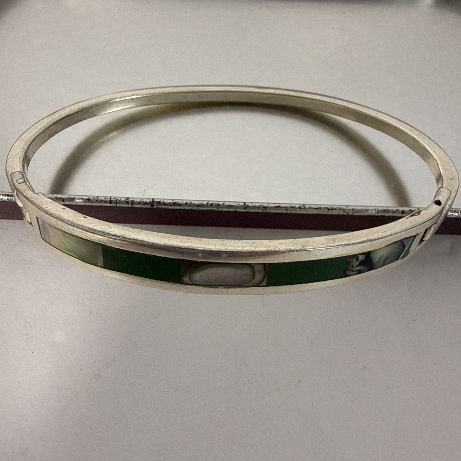 Mexico 925 Solid Silver hinged bangle bracelet-gr… - image 4