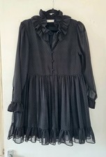 Zara chiffon polka dot ruffled babydoll dress sheer S UK 8 10