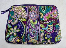 VERA BRADLEY Quilted Laptop Zip Case Sleeve Heather Paisley Purple Plum Print