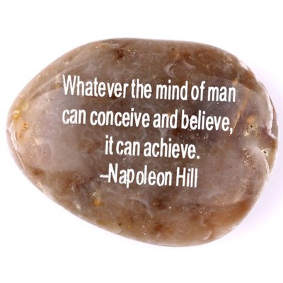 Engraved Stone Napoleon Hill : Whatever The Mind can Conceive and Believe, it