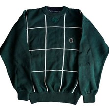 Vintage 90s Tommy Hilfiger Mens XL Faded Striped Cotton Knit Crewneck Sweater