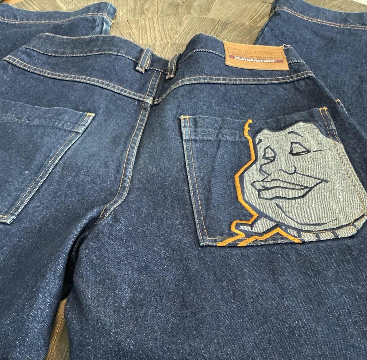 FUBU PLATINUM FAT  90's 00's B系 FUBU jeans, Platinum Fat Albert shiny gray, 90s vintage baggy