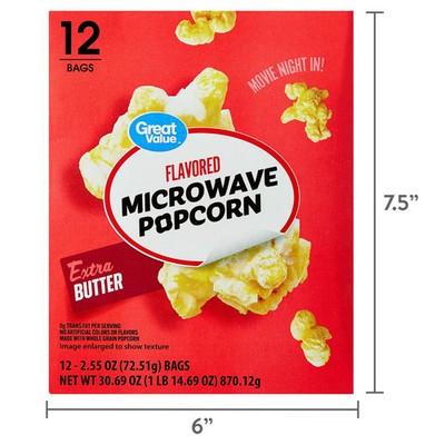Extra Butter Flavored Microwave Popcorn, 2.55 Oz, 12 Count free shipping....