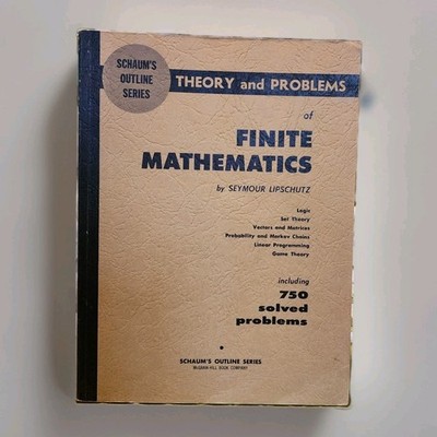 Schaum's Outline of Finite Mathematics Seymour Lipshutz PB 1966 McGraw Hill