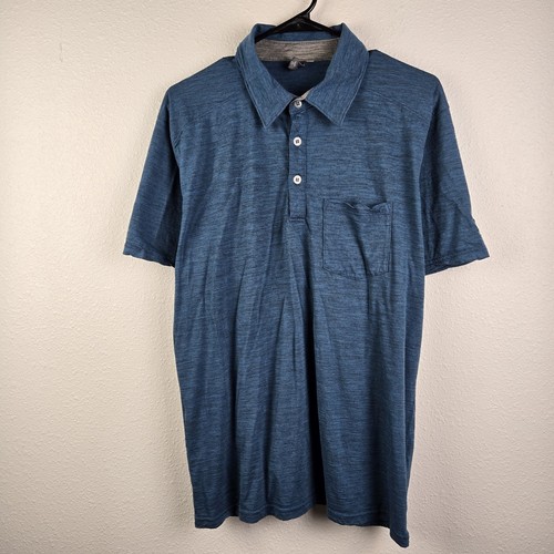 Camisa polo para hombre L Ibex lana merino azul neblina manga corta senderismo tenis golf - Imagen 2 de 11