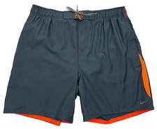 Nike NEW NWT Dri Fit Swim Shorts Lined Trunks Gray Orange Mens S