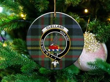 Clelland Clan Scottish Tartan Ceramic Ornament