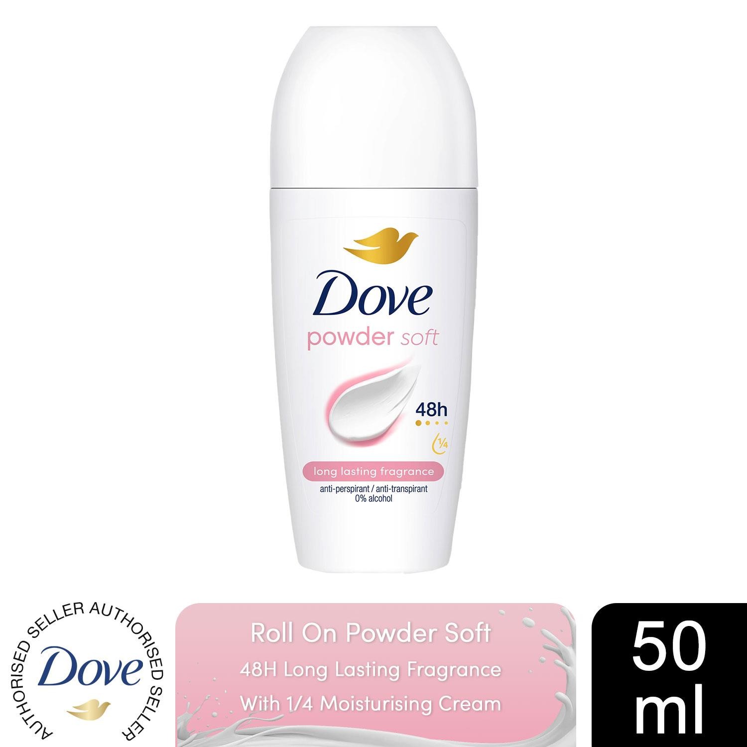 Dove Powder Soft Roll On Anti-Perspirant with 48H Long Lasting Fragrance, 50ml