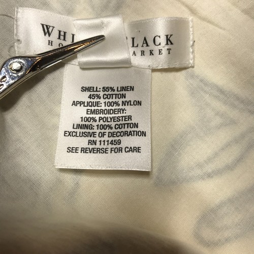 White House Black Market A-Line Skirt Size 12 Ivory Gray Embroidery Cottagecore - Picture 7 of 17