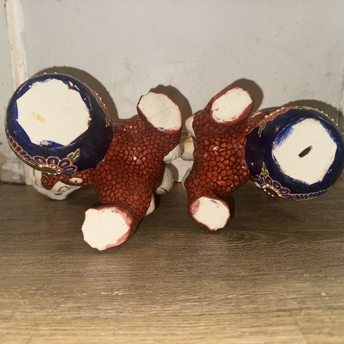 Japanese Kutani Foo Dog Fu Dog Lion Dog Porcelain Figurines - Vintage Pair 1970s - Picture 13 of 13